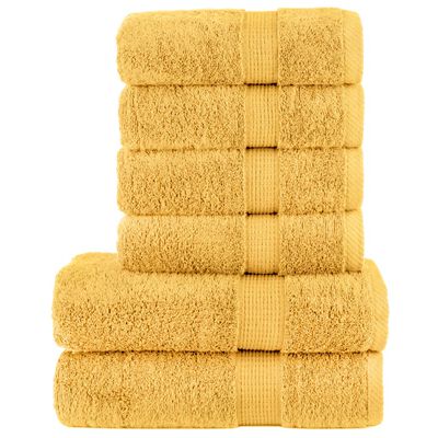 vidaXL 6pcs Conjunto toalhas banho premium SOLUND 600gsm dourado