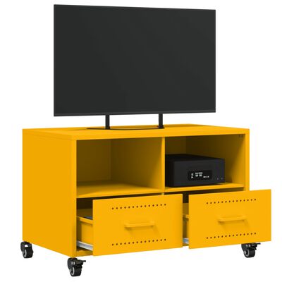 vidaXL Móvel de TV 68x39x43,5 cm aço amarelo mostarda