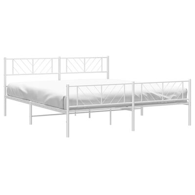 vidaXL Estrutura de cama com cabeceira e pés 183x213 cm metal branco