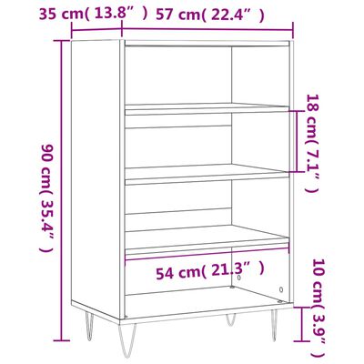 vidaXL Armário alto 57x35x90 cm derivados de madeira cinzento sonoma