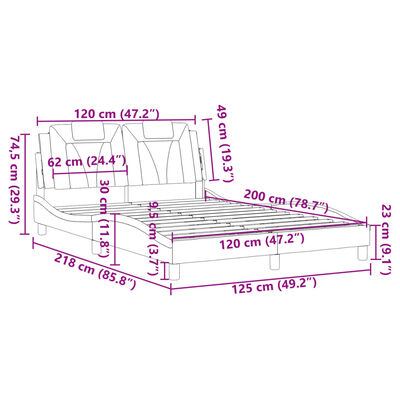 vidaXL Estrutura cama c/ cabeceira 120x200cm couro artificial castanho