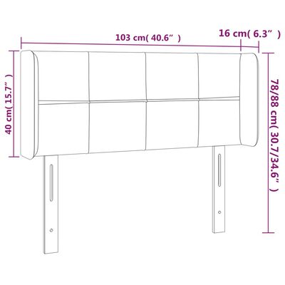 vidaXL Cabeceira de cama c/ abas veludo 93x16x78/88 cm cinzento-claro