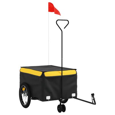 vidaXL Reboque para bicicleta 45 kg ferro preto e amarelo