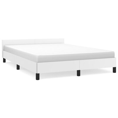 vidaXL Estrutura cama c/ cabeceira couro artificial 140x190 cm branco