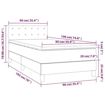 vidaXL Cama com molas/colchão 90x190 cm veludo preto