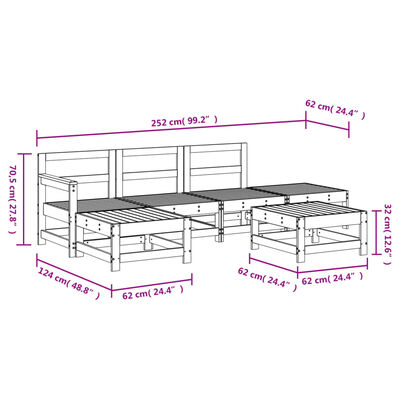 vidaXL 6 pcs conjunto lounge de jardim madeira de pinho impregnada