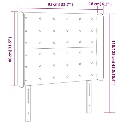 vidaXL Cabeceira de cama c/ luzes LED tecido 83x16x118/128 cm preto