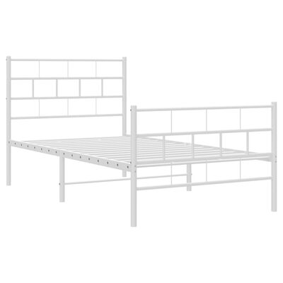 vidaXL Estrutura de cama com cabeceira e pés 90x190 cm metal branco