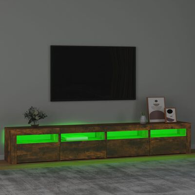 vidaXL Móvel de TV com luzes LED 240x35x40 cm carvalho fumado