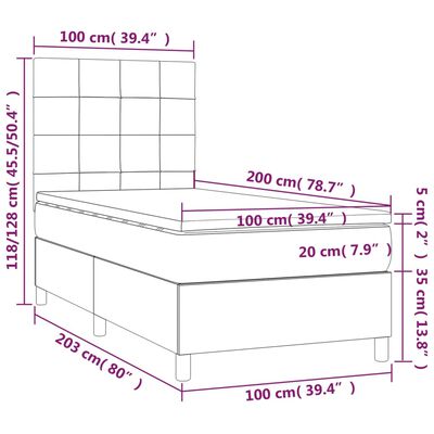 vidaXL Cama com molas/colchão 100x200 cm veludo rosa