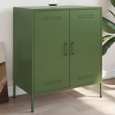 vidaXL Aparador 68x39x79 cm aço verde azeitona