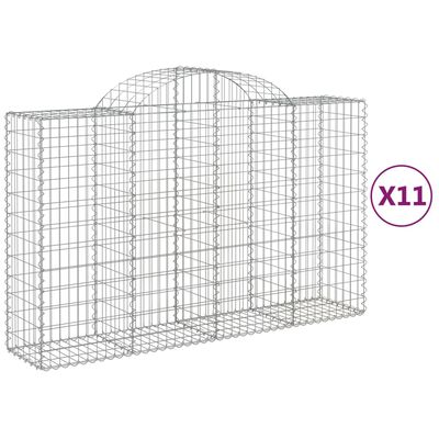 vidaXL Cestos gabião arqueados 11pcs 200x50x120/140 ferro galvanizado