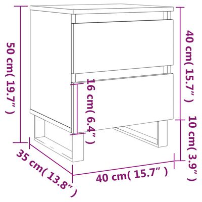 vidaXL Mesa de cabeceira 40x35x50 cm derivados madeira carvalho fumado