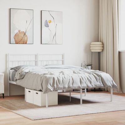 vidaXL Estrutura de cama com cabeceira 120x200 cm metal branco