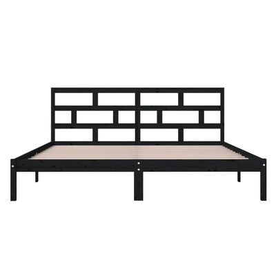 vidaXL Estrutura de cama casal 135x190 cm madeira maciça preto