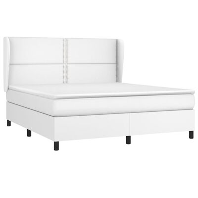 vidaXL Cama com molas/colchão 180x200 cm couro artificial branco