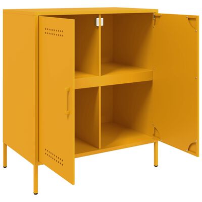 vidaXL Aparador 68x39x79 cm aço amarelo mostarda