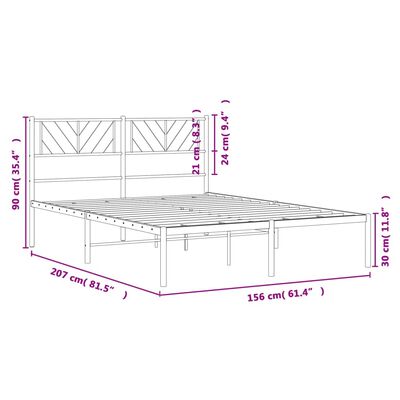 vidaXL Estrutura de cama em metal com cabeceira 150x200 cm preto