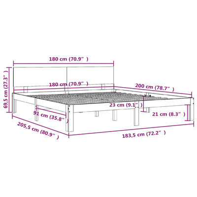 vidaXL Estrutura de cama super king pinho maciço 180x200 cm branco