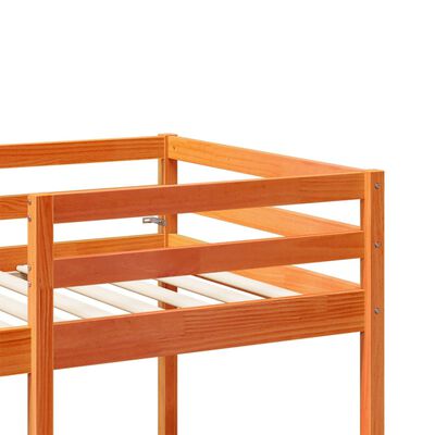 vidaXL Cama alta c/ secretária/cadeiras 75x190 cm pinho castanho-mel