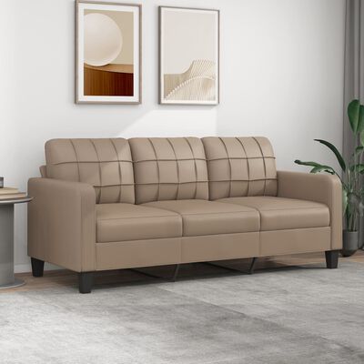 vidaXL Sofá de 3 lugares 180 cm couro artificial cor cappuccino