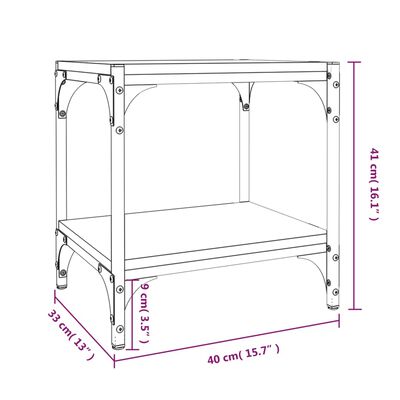 vidaXL Móvel TV 40x33x41 cm derivados madeira/aço cor carvalho sonoma