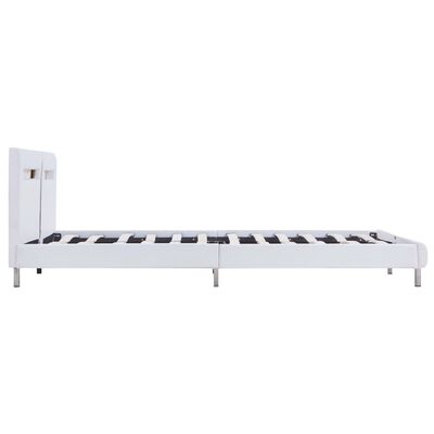 vidaXL Estrutura de cama c/ LEDs 180x200 cm couro artificial branco