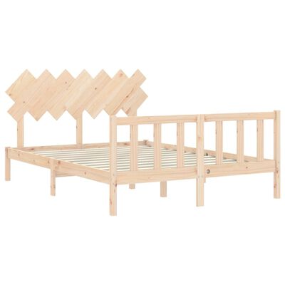 vidaXL Estrutura de cama com cabeceira 140x190 cm madeira maciça