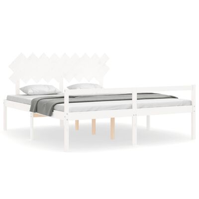 vidaXL Cama idosos super king size c/ cabeceira madeira maciça branco