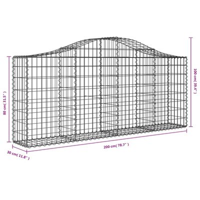 vidaXL Cestos gabião arqueados 40pcs 200x30x80/100cm ferro galvanizado