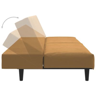 vidaXL Sofá-cama de 2 lugares veludo castanho