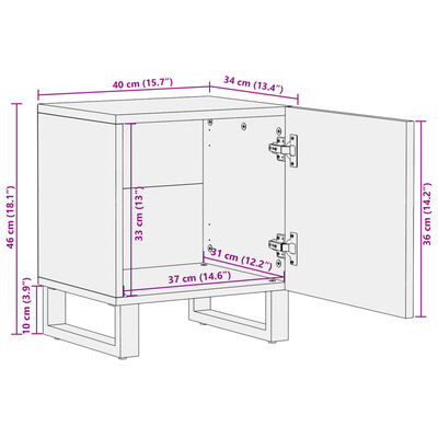 vidaXL Mesas de cabeceira 2 pcs 40x34x46 cm madeira mangueira maciça