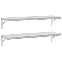 vidaXL Prateleiras de parede 2 pcs 100x30 cm aço inoxidável prateado