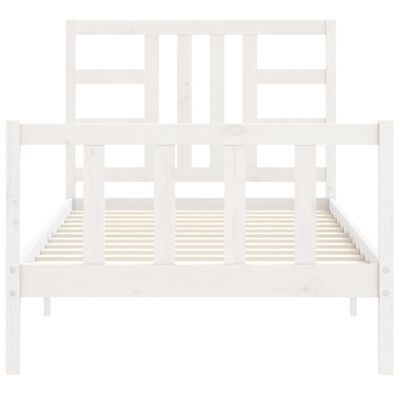 vidaXL Estrutura de cama com cabeceira 90x190 cm madeira maciça branco