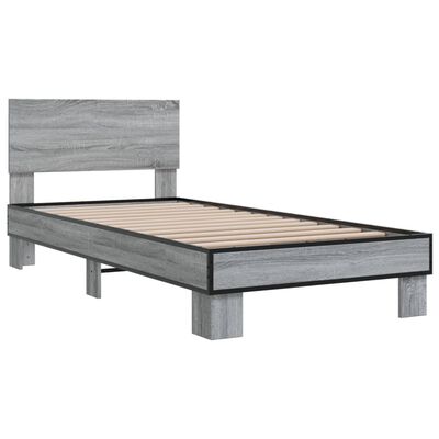 vidaXL Estrutura cama 100x200 cm derivados madeira/metal cinza sonoma