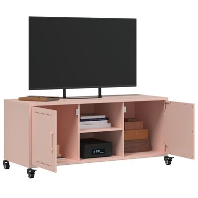 vidaXL Móvel de TV 100,5x39x43,5 cm aço rosa