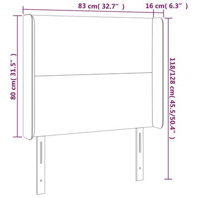 vidaXL Cabeceira de cama c/ LED couro artificial 83x16x118/128cm preto