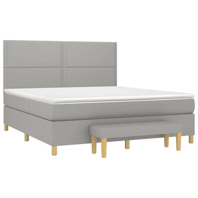 vidaXL Cama com molas/colchão 180x200 cm tecido cinzento-claro