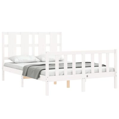 vidaXL Estrutura de cama com cabeceira 140x200cm madeira maciça branco