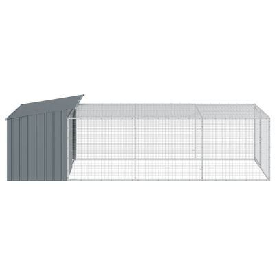 vidaXL Casota p/ cães c/ parque 153x396x110 cm aço galvaniz. antracite