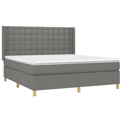 vidaXL Cama box spring c/ colchão e LED 180x200 cm tecido cinza-escuro