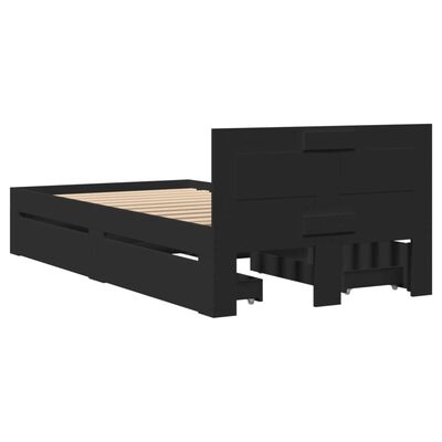 vidaXL Estrutura cama cabeceira 75x190 cm derivados de madeira preto