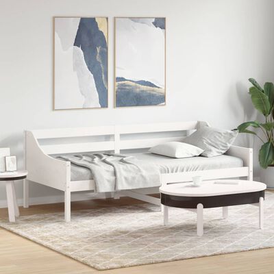 vidaXL Sofá-cama sem colchão 90x200 cm madeira de pinho maciça branco