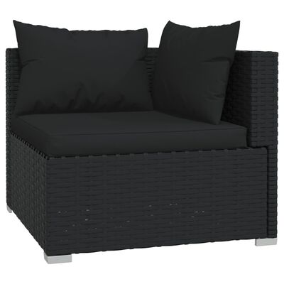 vidaXL 9 pcs conjunto lounge de jardim c/ almofadões vime PE preto