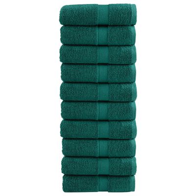 vidaXL Toalhas de mãos premium SOLUND 10 pcs 30x30 cm 600 g/m2 verde