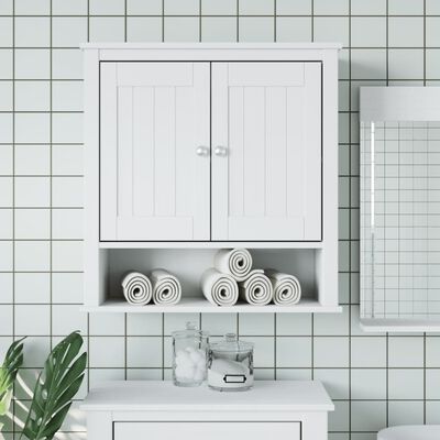 vidaXL Móvel de parede p/ WC BERG 69,5x27x71,5cm madeira maciça branco