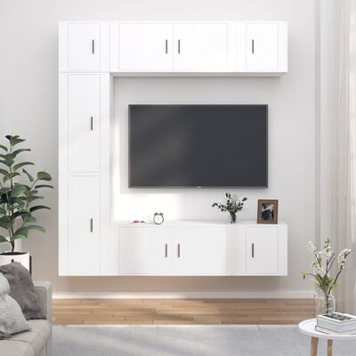 vidaXL Conjunto móveis de TV 7 pcs madeira processada branco