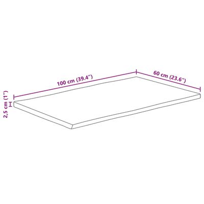 vidaXL Tampo de mesa c/ borda viva 100x60x2,5 cm mangueira maciça