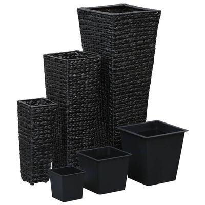 vidaXL Vasos/floreiras 3 pcs jacinto de água preto