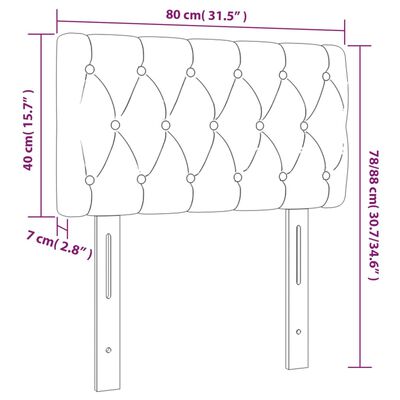 vidaXL Cabeceira de cama c/ luzes LED tecido 80x7x78/88 cm castanho